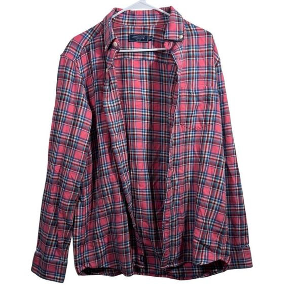 Vineyard Vines Midnight Twill Plaid Cotton Button Down Shirt - Picture 1 of 6